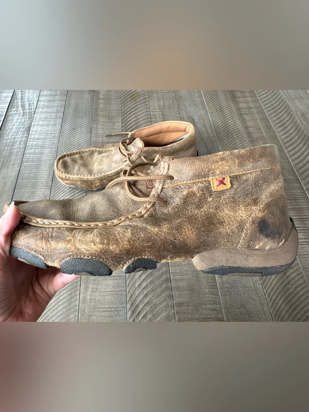 Twisted X Driving Leather Moccasin Chukka Distressed Boots Men’s Size 10.5